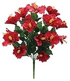 エルアーツ 造花 ハイビスカスブッシュ 全長46cm・花径10cm レッド E3519-03