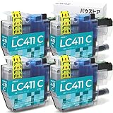 バウストア Brother LC411C シアン 互換インクカートリッジ 4個 対応機種： DCP-J928N DCP-J926N DCP-J528N DCP-J526N DCP-J915N DCP-J914N DCP-J1800N MFC-J905N MFC-J904N MFC-J939DN MFC-J939DWN MFC-J739DN MFC-J739DWN