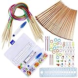 Dennty 編み物 毛糸 工具 かぎ針 編み針 輪針 棒針キャップ とじ針 段数マーカー 目数段数計 ハサミ 巻尺 収納ケース 編みツールセット 手芸用品 セーター マフラー カーペットなど 手作り 道具