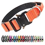 TSPRO プレミアムハンドル付き犬用首輪｜調節可・クイックリリース｜中型～大型犬用 (オレンジ M)