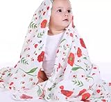 Effiku(エフィック) おくるみ ベビー ブランケット ガーゼ スワドル 120ｃｍ×120cm 出産祝い 授乳ケープ お昼寝に (ポピー柄)