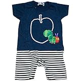 2017年 夏物 はらぺこあおむし 天竺 りんご柄 カバーオール THE WORLD OF ERIC CARLE ネイビー◇80cm