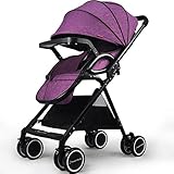 高い風景のベビーベビーカーはリクライニング軽量折りたたみベビーカート、紫/紺/赤、66 * 51 * 94センチメートル座ることができます ( Color : Purple )