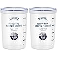 Okabe B-2275KN Iwasaki Industry Antibacterial Food Storage Container, Quick Open, Screw, Top Keeper, Deep Type, 1000, Set of 2, Dishwasher Safe