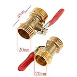 B Baosity 2個　水、油用　ボールバルブ　オス→オス　1/2 　手締め　ハンドル　20mm 　