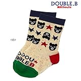mikihouse Double_B(ミキハウスダブルB)ブラックベア＆星の総柄ソックス 13-15cm,白(01)
