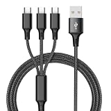 LTG 急速5A 3股 Type-C 充電ケーブル スマホ ケーブルtypec USB A→Type-C×3 USB A→Type-C×3 充電ケーブル 3in1 急速 NEK 7987093 (ブラック_TypeA/TypeC×3, 2.0m)