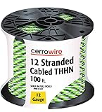 Cerro 112 – 361253 C 100-feet 12ゲージStranded Cabled THHNブラック、ホワイトとグリーンワイヤ