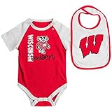 Infants NCAA Wisconsin Badgers Onesideとよだれかけセット（チームカラー）