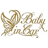 Sticker Shop Haru BABY IN CAR バタフライA 18cm ゴールド