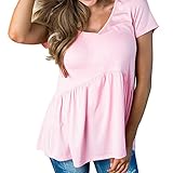 トップス レディース 夏 Kohore Tシャツ vネック ベビードール シャツチュニック セクシー ブラウス 半袖 綿 可愛い ゆったり 体型カバー おしゃれ 無地 s-xl 大きいサイズ 上着 春