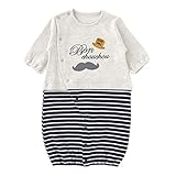 ( チャックル ) chuckle * ボンシュシュ * ひげマーク 切替え ボーダー 新生児 ツーウェイオール ベージュ 50-60cm P5273-00-50