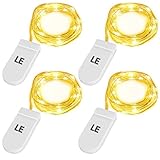 LE イルミネーションライト ストリングライト 電飾 フェアリーライト RGB銀メッキの銅線ワイヤー 防水 バッテリ駆動 1m 20粒LED 電球色 クリスマス/ウェディングパーティーに最適 4個セッ