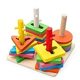 木のおもちゃ 四角形 型はめ はめこみ 形合わせ パズル 棒さし 幾何認識 スティック4本 幼児 知育玩具