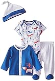 Offspring - Baby Apparel Baby-Boys Newborn Pups 4 Piece Take Me Home Pant Set Grey Heather Multi 6 M
