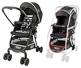 【セット買い】 グレコ ベビーカー シティライトRアップ ボーダーBK + 純正レインカバー