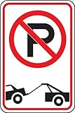 Accuform Signs FRP166RA Engineer-Grade Reflective Aluminum Parking Sign Legend (NO PARKING / TOW-AWA