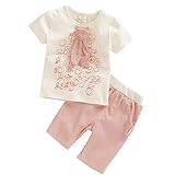 【SEBLES】ベビー 赤ちゃん 男の子 女の子 ユニセックス 半袖 ナンバー プリント 無地 ボーダー パンツ ボトムス ツーピース セット コットン 綿 初夏 夏 春(ピンク,100cm)