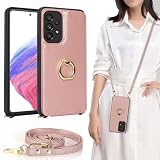 サムスン ギャラクシー A53 ケース SC-53C SCG15 対応 ストラップケース ショルダー リング付き スマホケース ポシェット スタンド 斜め掛け ピンク