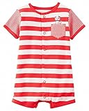 カーターズ Carter's ロンパース 半袖 ショートオール ベビー服 男の子 レッドボーダー&ドッグ (6months(61-67cm)) [並行輸入品]