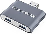【USB 3.0ハブ 2ポート】超高速5Gbps転送対応 ノートPC/デスクトップ用 コンパクト設計 プラグ&プレイ プリンタ・マウス・外付けHDD接続可能（シルバー）
