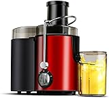 AZIEBAY スロージューサー 低速回転 広口ステンレススチールジュースメイク ジューサー 搾りカス分離 ミニスロージューサー 小型 ミキサー