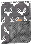 Dear Baby Gear Deluxe Baby Blankets Custom Minky Print White Antlers Grey Minky Dot [並行輸入品]