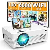 WiFi小型プロジェクター 6000LM【100"スクリーンが付属】スマホと直接に接続 交換ケーブル不要 スマホ/パソコン/TV Stick