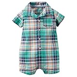 カーターズ Carter's ロンパース 半袖 綿100% Plaid Button-Front Romper NB (50-55cm)