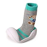 ベビー ファーストシューズ ソックス 赤ちゃん用 可愛い ルームシューズ ルームソックス 軽量　ソックスシューズ 滑り止め付 子供靴 女の子 男の子 歩きやすい　練習 出産祝い　（ライトグレー） Ga