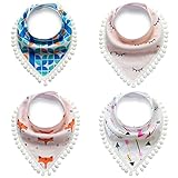 ｙｕｚｕｙｕ　ベビー　スタイ　４枚セット　サイズ調節可能　コットン100％　よだれかけ　　 (スタンダード, 1.カラフル)