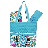 Light Aqua & White Chevron Owl Print 3pc. Diaper Bag (Aqua) by Zebragogog [並行輸入品]