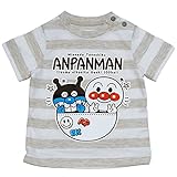 【本体綿100％】【乳児アイテム】2017年 夏物 アンパンマン 天竺 モノトーンボーダー 半袖Ｔシャツ Anpanman グレー◇80cm