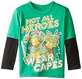 Teenage Mutant Ninja Turtles Little Boys' Toddler Long Sleeve T-Shirt Twofer Kelly/Black 2T [並行輸入品]