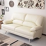 (DORIS) レザー ソファー ソファ 3人掛け 【シュプレーム】 最高級アーティフィシャルレザー使用 (3P（3人掛け）, ホワイトレザー) (KIC)