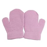 ベビー・赤ちゃん用 ニット手袋 ミトン グローブ 冬 男女共用 (ワンサイズ) (ピンク)