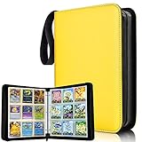 カードファイル カードバインダー シールファイル 9ポケット 900枚収納 ポータブルファスナー カードシート他のゲームカードを集める (9ポケット, イエロー)