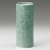 花瓶 青磁唐草彫8号投入 [ 12 x 24.5cm ] 料亭 旅館 和食器 飲食店 業務用