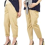 Sweet Mommy マタニティパンツ ボトム チノテーパード ウエスト調節機能 ウエストリブ 柔らかストレッチコットン ズボン 産前産後 マタニティ L ベージュ