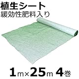 【本州限定販売】【4巻】 植生シート 緩効性肥料入 1×25m 金目串付き 緑化資材 植生 シート 法面 のり面 新日本緑化 共B代不