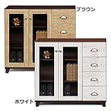 【日本製】2色対応 90cm幅リビングキャビネット 完成品（ホワイト/ブラウン） (ホワイト)