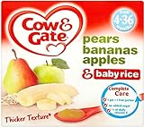 Cow & Gate Apple & Pear Plus Rice Fruity Dessert 4mth+ (4x100g) 牛とゲートリンゴと梨プラス米フルーティーデザート4Mth + （ 4X1