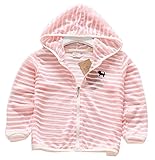 Plus Nao(プラスナオ) 子供用 パーカー ジップアップパーカー フード付き 長袖 ボーダー 刺繍入り 男の子 女の子 キッズ ジュニア 100 110 110 ピンク【犬】