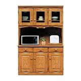 【設置無料】食器棚 レンジ台 完成品 幅120cm 木製 カントリー風 ライトブラウン 国産品 日本製