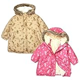 (ベージュ/95cm)ベビー服 女の子 アウター フルジップ コート Moujonjon ムージョンジョン 中綿 裏ボア ポリピーチ ネコ柄 ファー 女児 ベビー