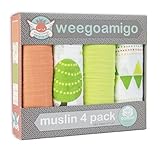 Weegoamigo Four Pack Muslin Swaddle - Foxies' Run by Weegoamigo