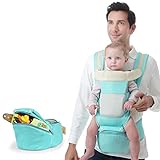 ベビーキャリア、ウエスト、背中とヒップ、四季多機能ベビーキャリア (25Kg、0-48 ヶ月),Green,Cotton