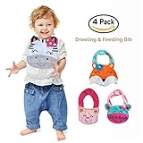 Lil' Oopsies Toddler Bibs Set of 4 - Premium Quality, 3 Layered Absorbent & Waterproof Teething, Fee