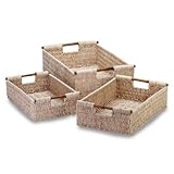 Gifts & Decor竹ハンドルWoven Corn Huskネストバスケット、3ピース