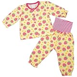 ガールズ|ベビー|パジャマ[enfant pur]パジャマ|腹巻付長袖パジャマ|上下セットお花と苺|イチゴ柄|寝間着|接結パジャマ|女の子|女児 95cm クリーム